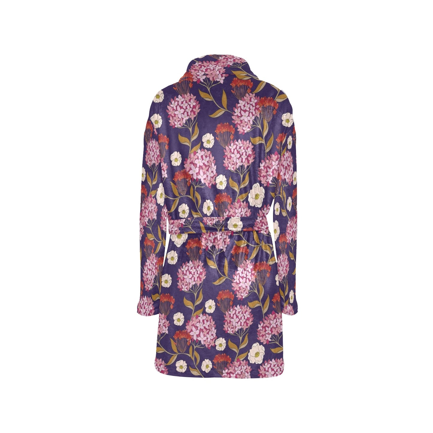 Hydrangea Pattern Print Design HD010 Women's Fleece Robe