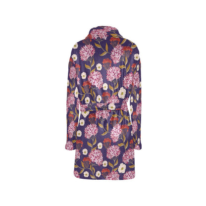 Hydrangea Pattern Print Design HD010 Women's Fleece Robe