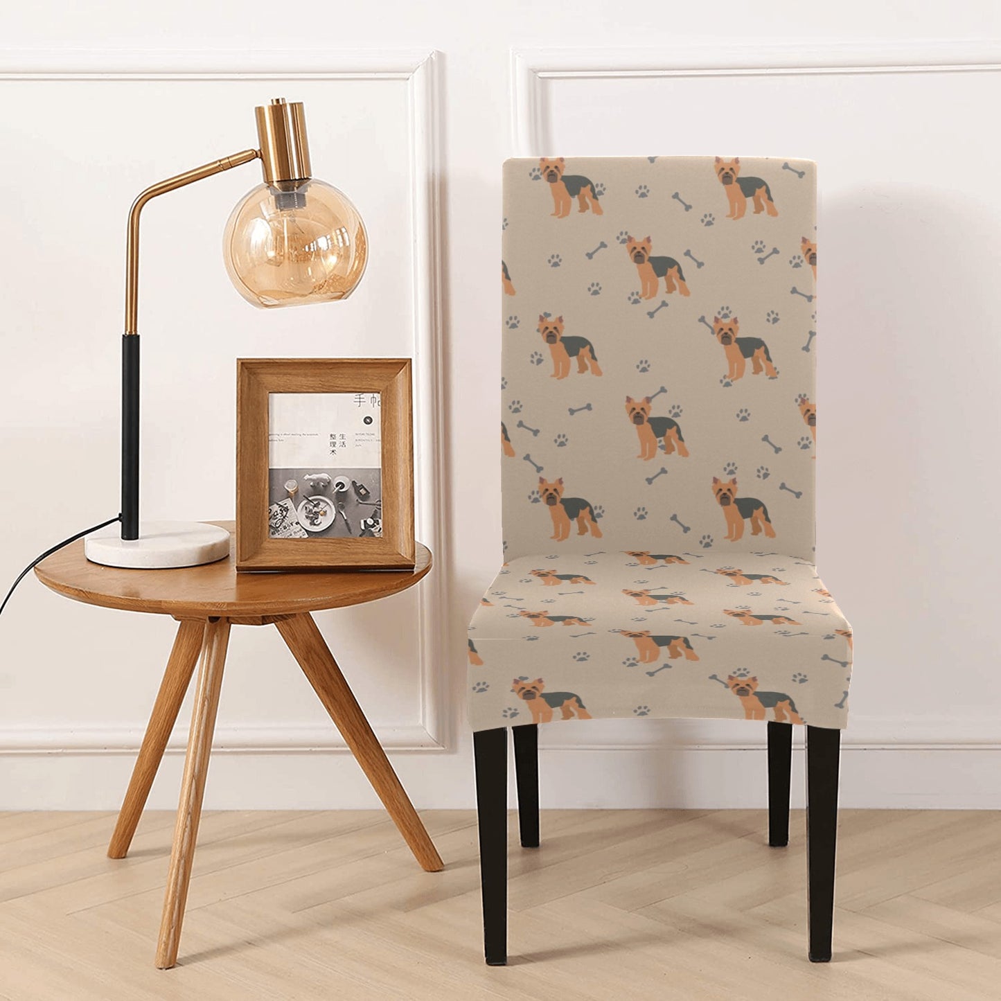 Yorkshire Terriers Print Design LKS305 Dining Chair Slipcover