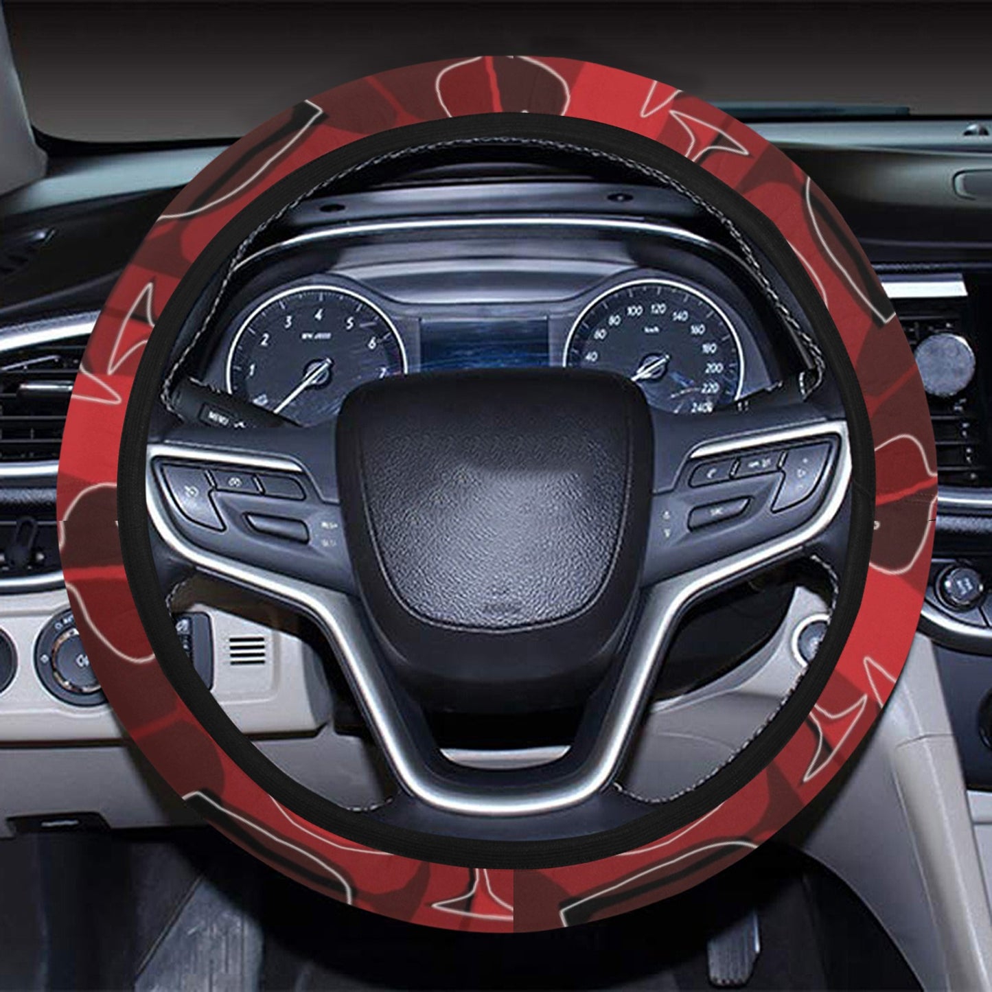 Wine Glass Print Design LKS301 Steering Wheel Cover with Elastic Edge