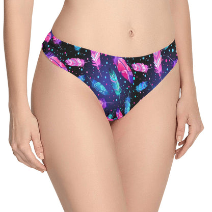 Feather Colorful Boho Design Print Women's Thongs