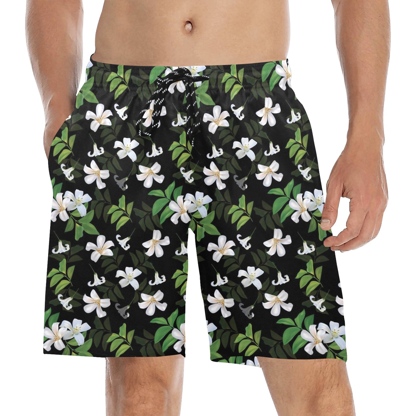 Sampaguita Print Design LKS301 Men's Swim Trunks Beach Shorts