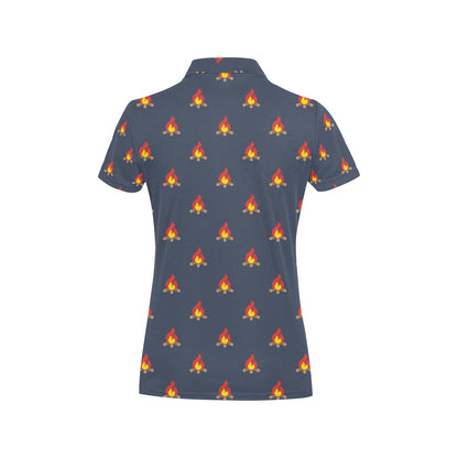Campfire Pattern Print Design 02 Women's Polo Shirt