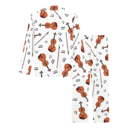 Violin Pattern Print Design 02 Women's Long Pajama Set