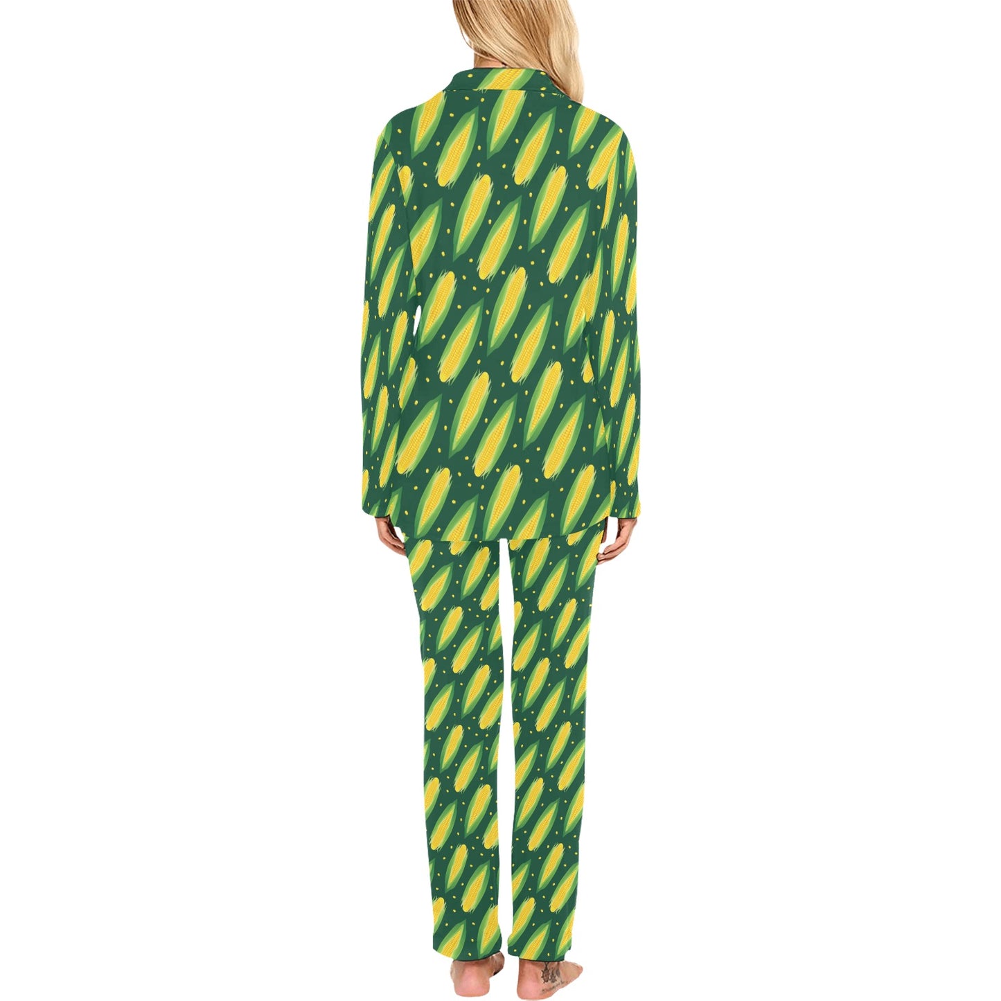 Corn Pattern Print Design 03 Women's Long Pajama Set