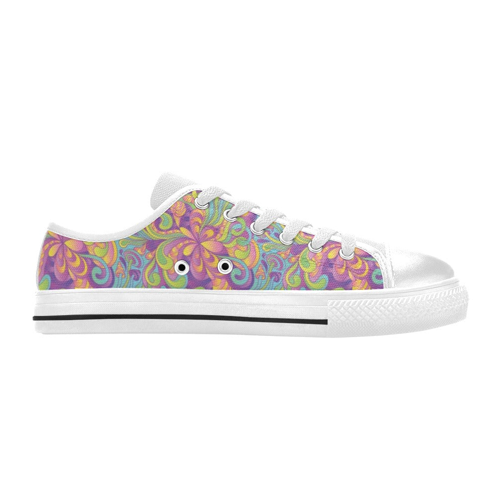 Trippy Print Design LKS306 Women's White Low Top Shoes