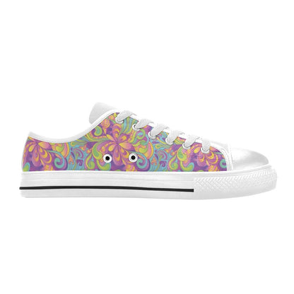 Trippy Print Design LKS306 Women's White Low Top Shoes