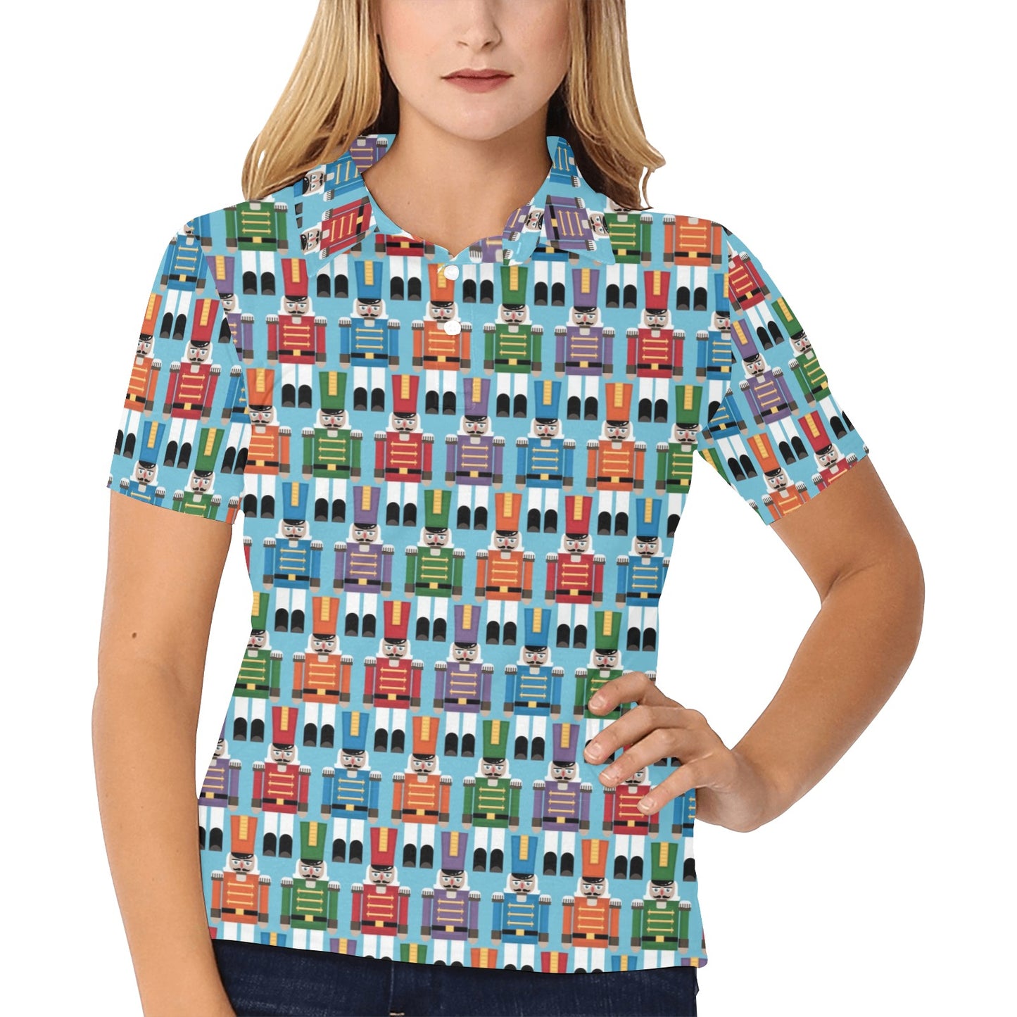 Nutcracker Pattern Print Design A02 Women's Polo Shirt