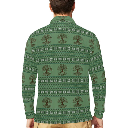 Celtic Pattern Print Design 09 Long Sleeve Polo Shirt For Men's