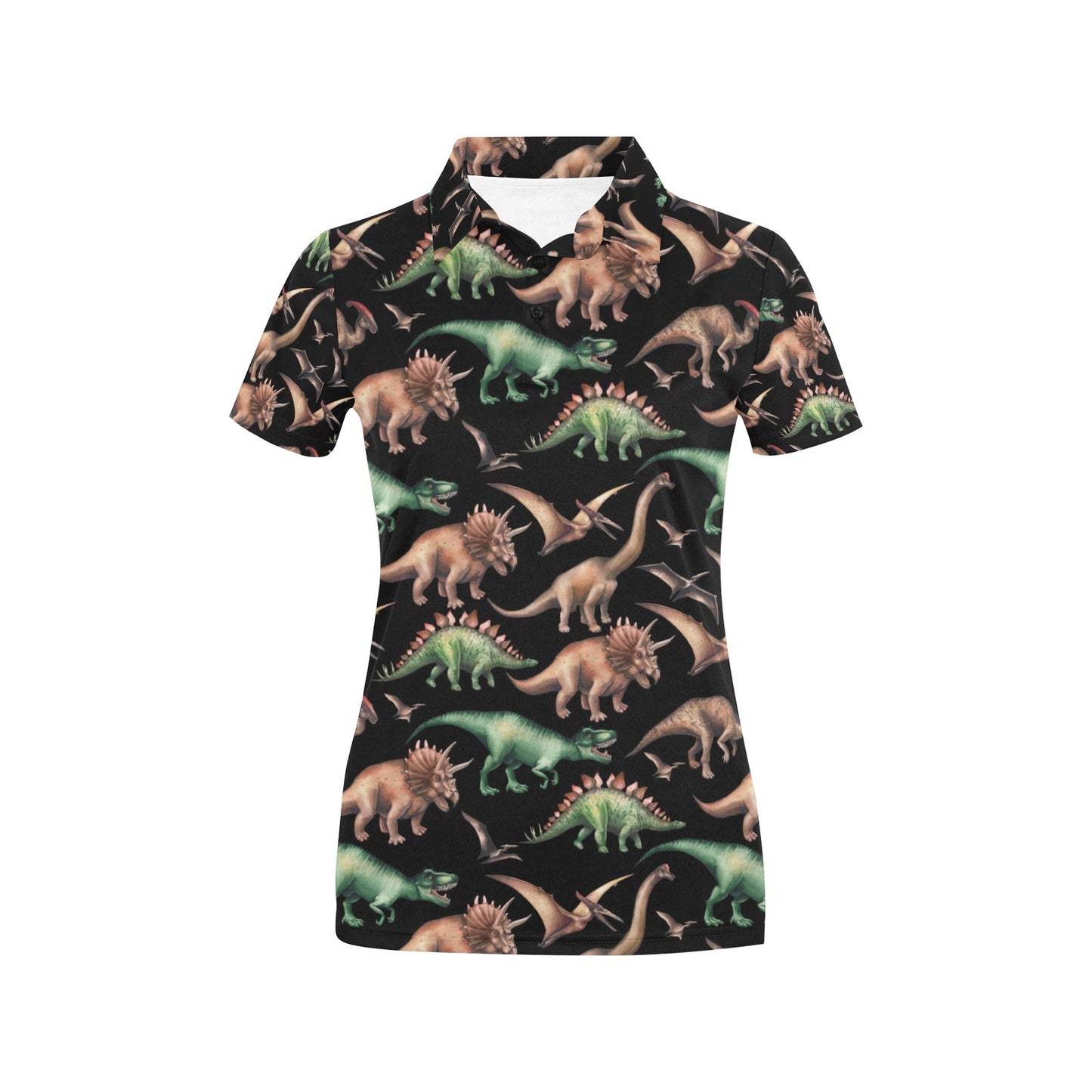 Dinosaur Print Pattern Women's Polo Shirt
