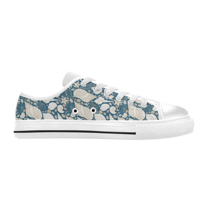Seashell Print Design LKS308 Women's White Low Top Shoes