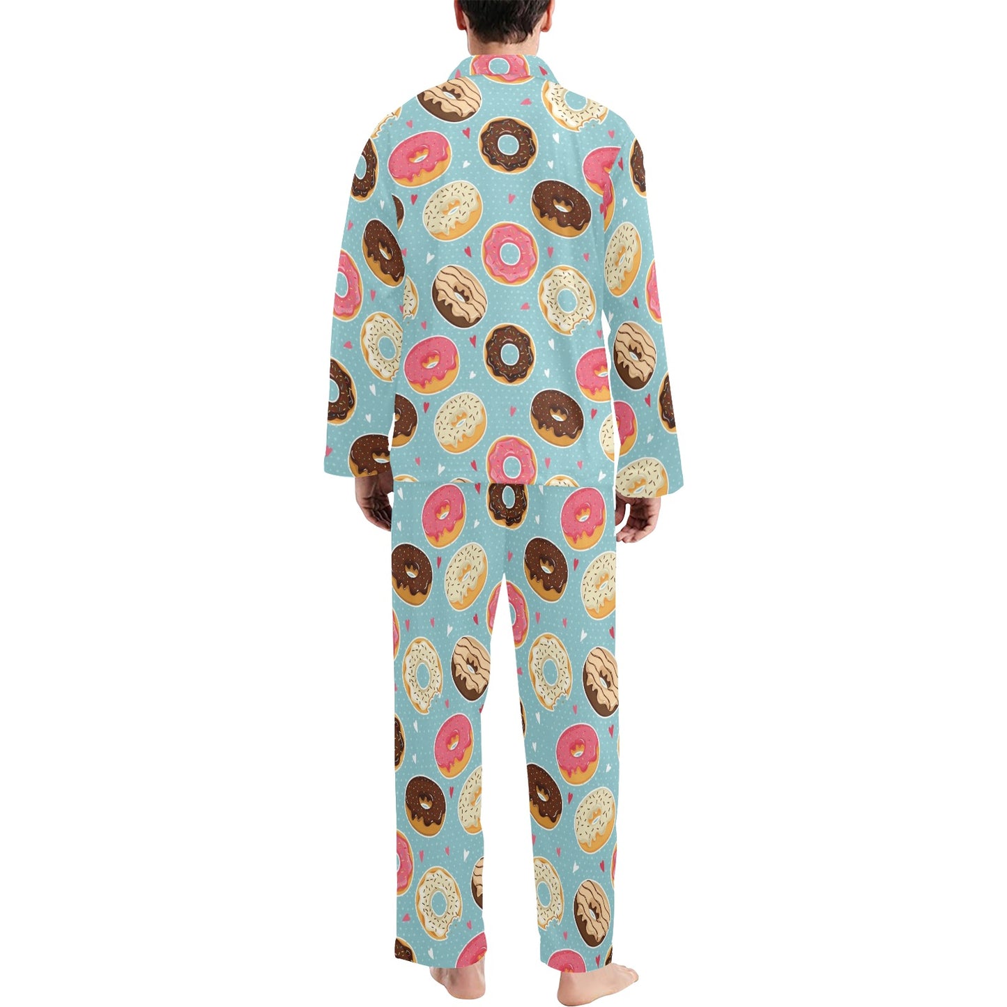 Donut Pattern Print Design DN04 Men's Long Pajama Set