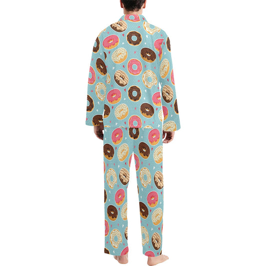 Donut Pattern Print Design DN04 Men's Long Pajama Set