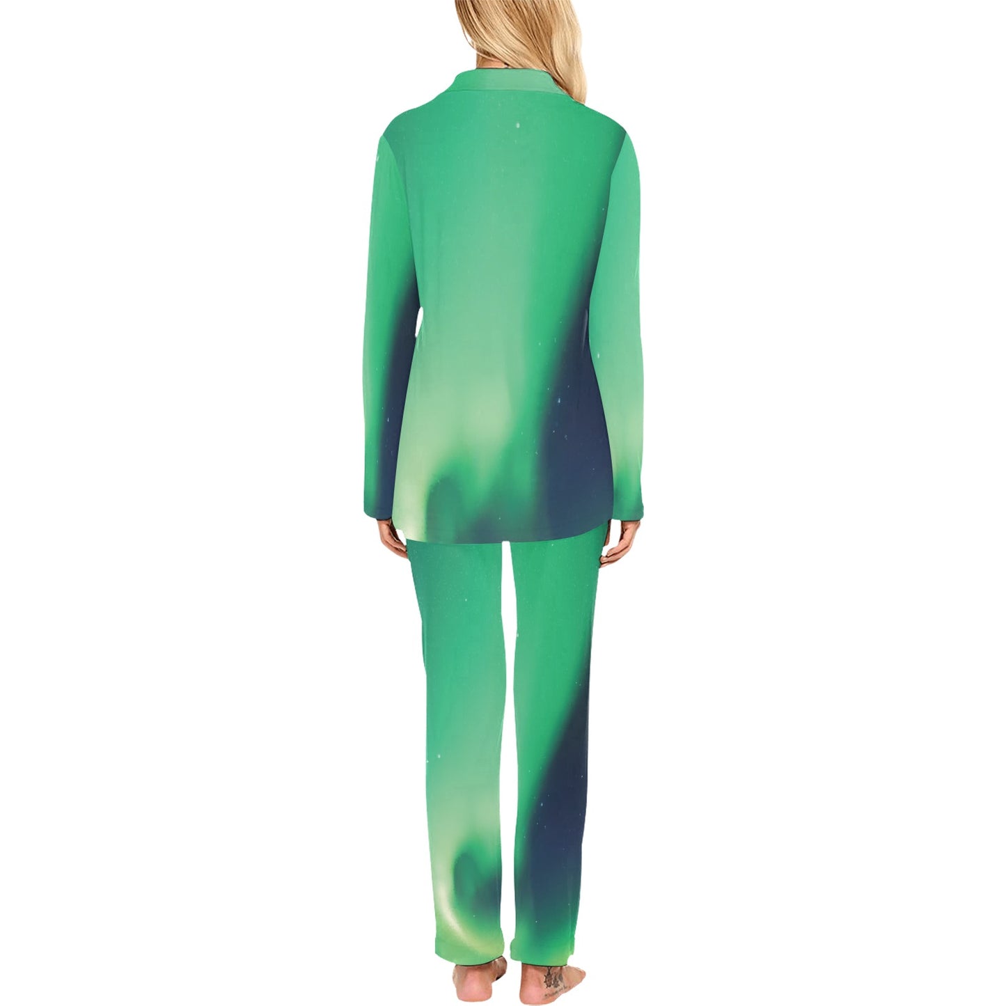 Aurora Borealis Pattern Print Design 04 Women's Long Pajama Set