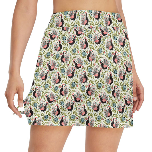 Rooster Print Design 17" Golf & Pickleball Skort with Pockets