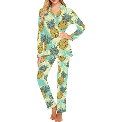 Pineapple Pattern Print Design PP03 Women's Long Pajama Set
