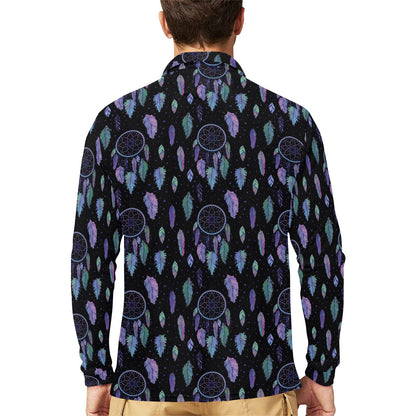 Dream Catcher Tribal Design Long Sleeve Polo Shirt For Men's