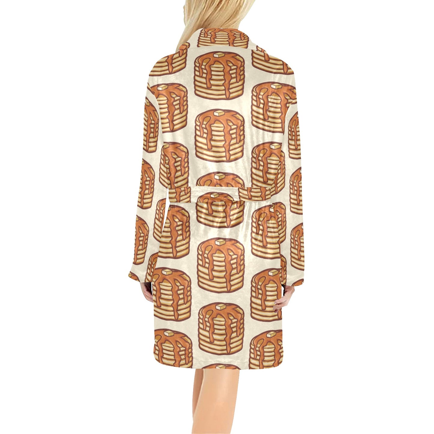Pancake Pattern Print Design A02 Women's Fleece Robe