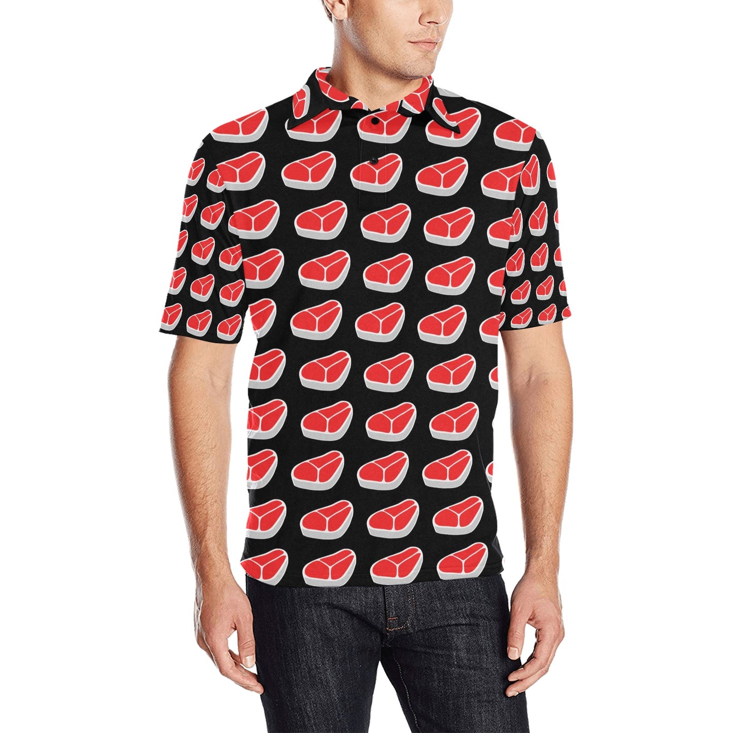 Steak Print Design LKS303 Men Polo Shirt