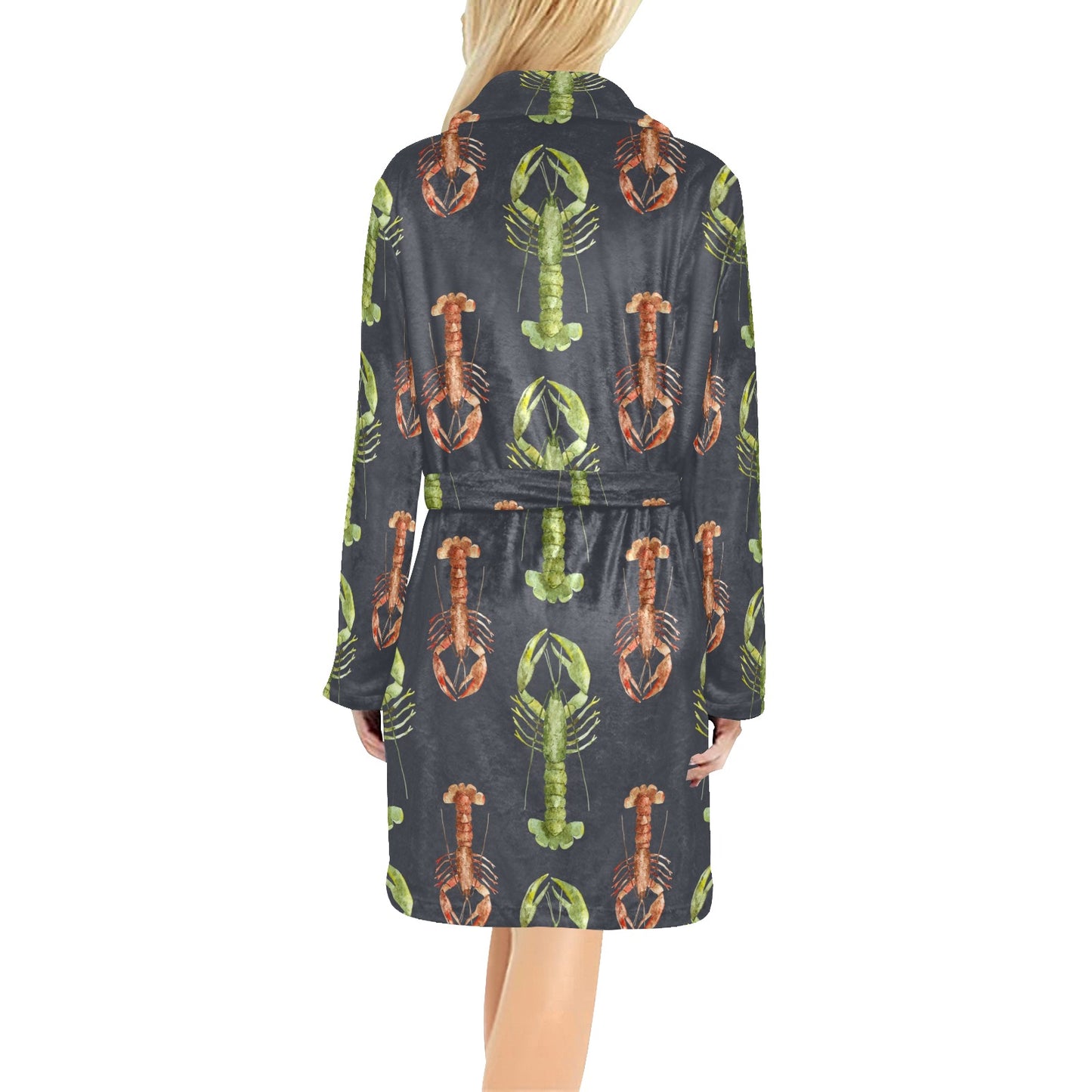 Lobster Pattern Print Design 01 Women's Fleece Robe