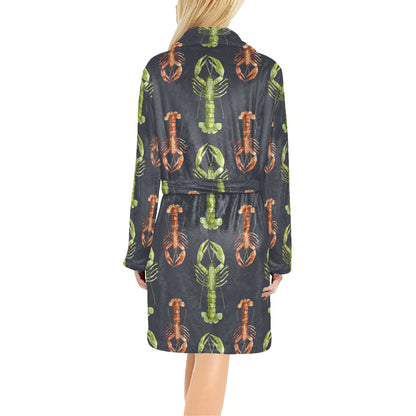 Lobster Pattern Print Design 01 Women's Fleece Robe