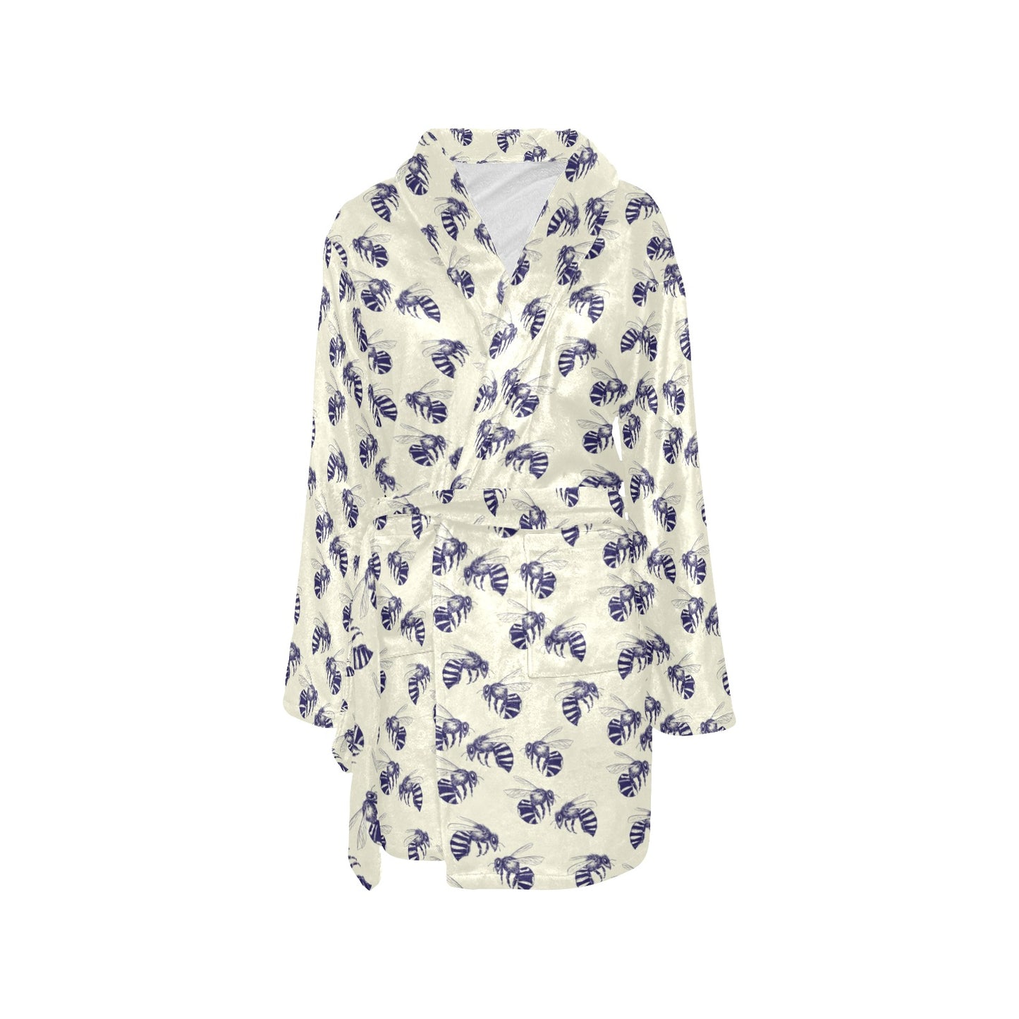 Bee Pattern Print Design 02 Women's Fleece Robe