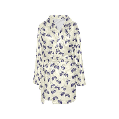 Bee Pattern Print Design 02 Women's Fleece Robe