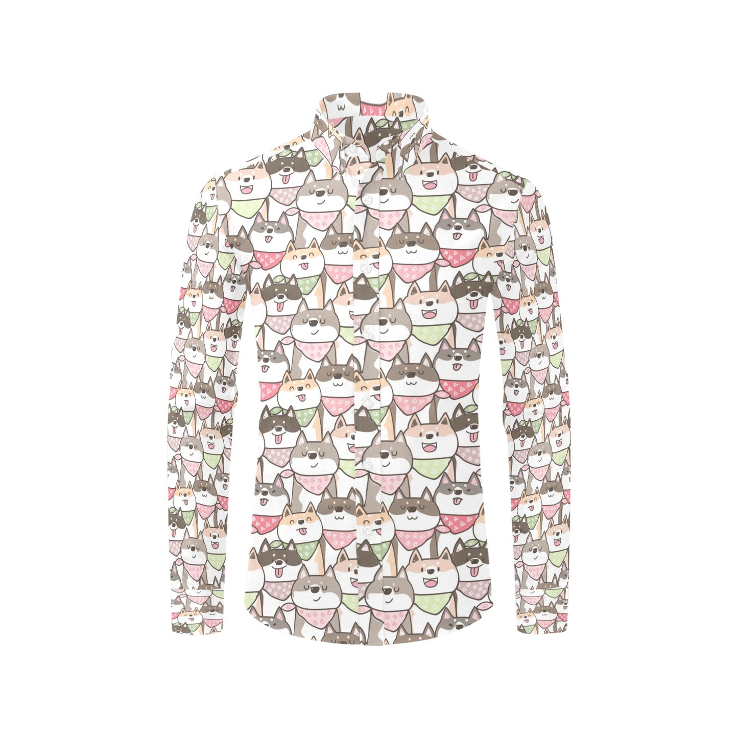 Shiba Inu Print Design LKS305 Men's Long Sleeve Dress Shirt