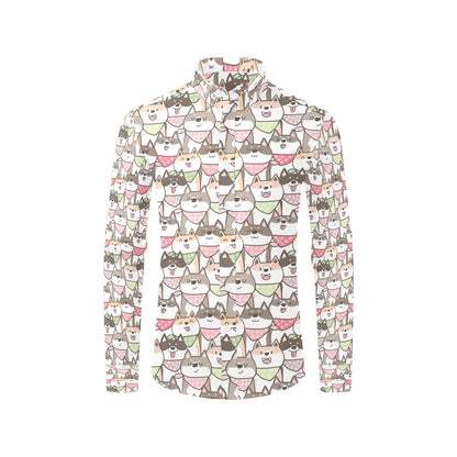 Shiba Inu Print Design LKS305 Men's Long Sleeve Dress Shirt