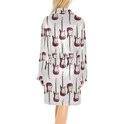 Bass Guitar Pattern Print Design 03 Women's Fleece Robe