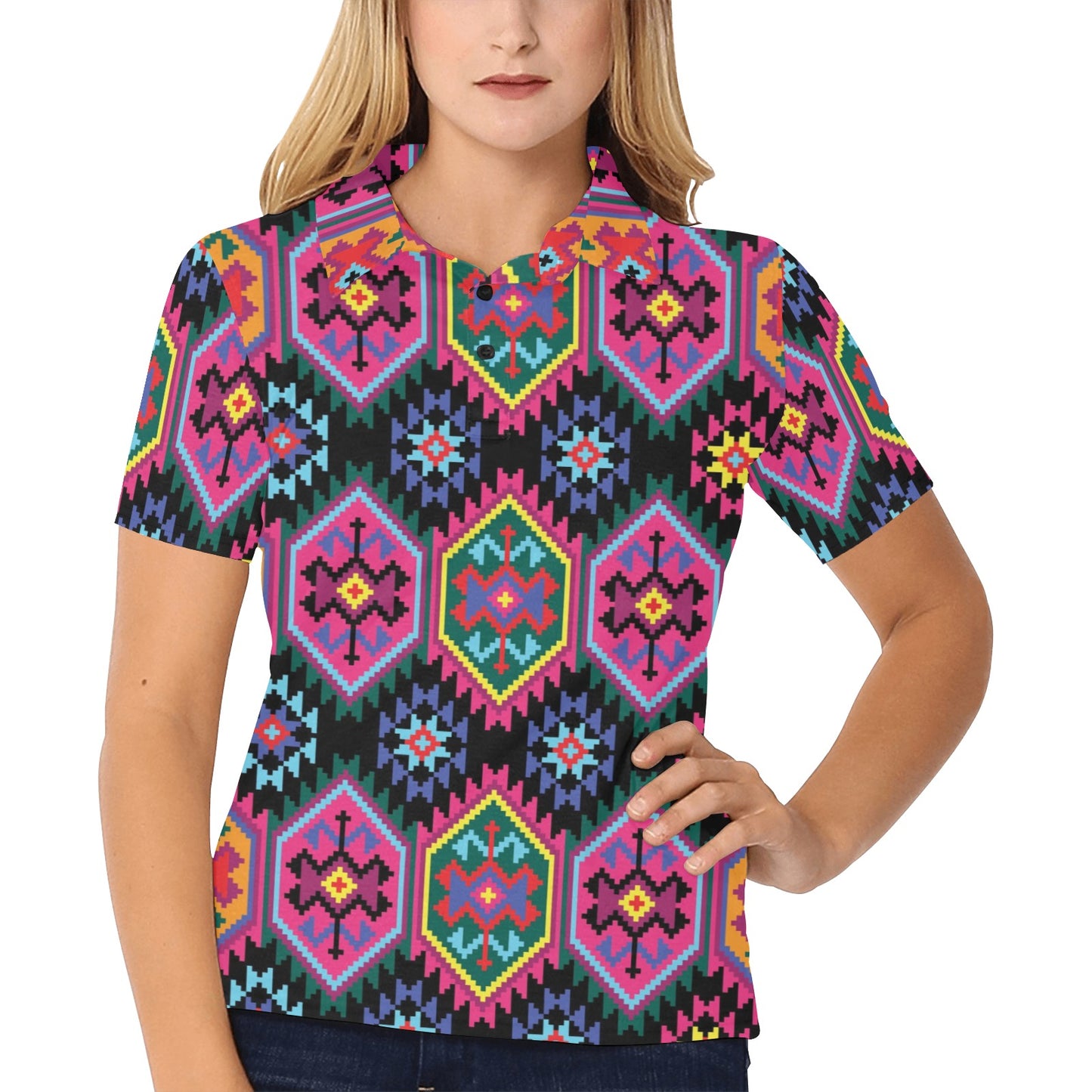 Mexican Pattern Print Design 02 Women's Polo Shirt
