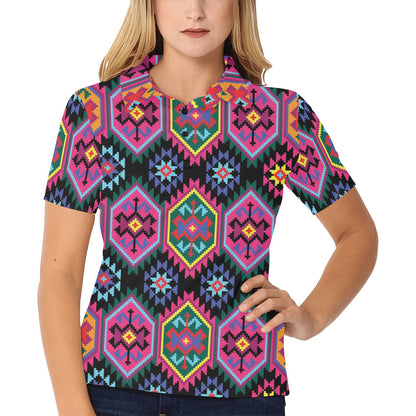 Mexican Pattern Print Design 02 Women's Polo Shirt