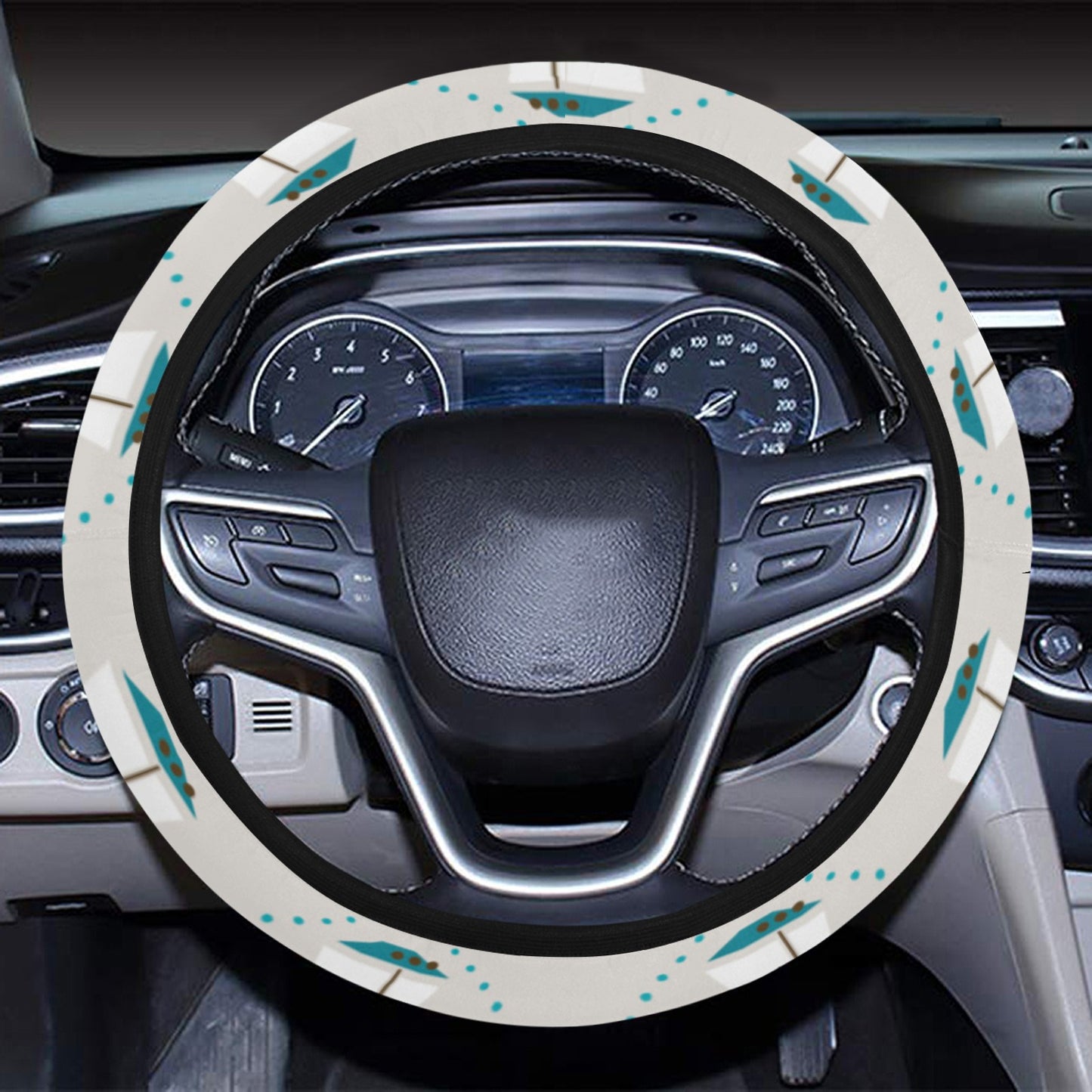 Sailboat Print Design LKS301 Steering Wheel Cover with Elastic Edge