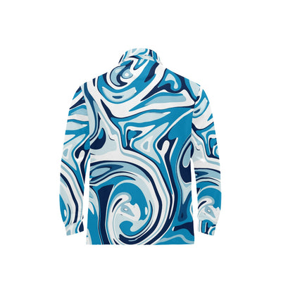 Liquid Pattern Print Design 05 Long Sleeve Polo Shirt For Men's