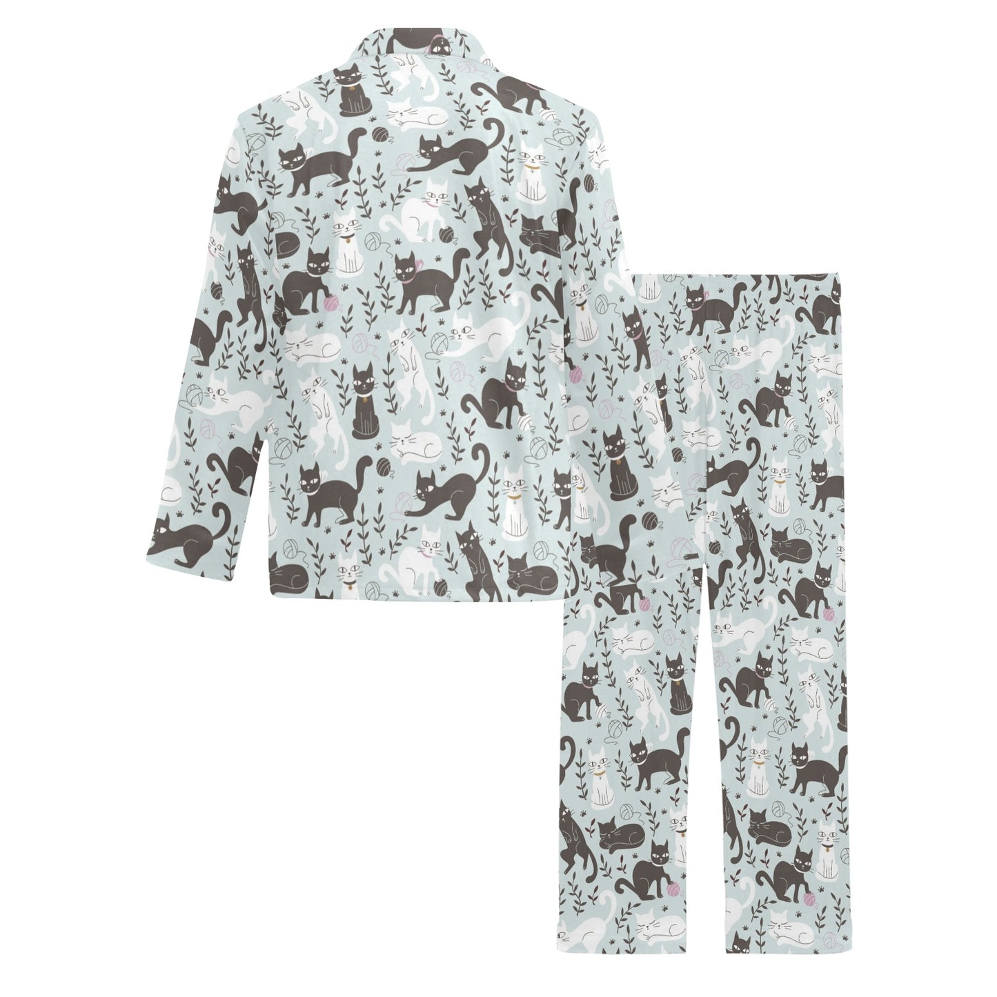 Cat Pattern Print Design 08 Men's Long Pajama Set