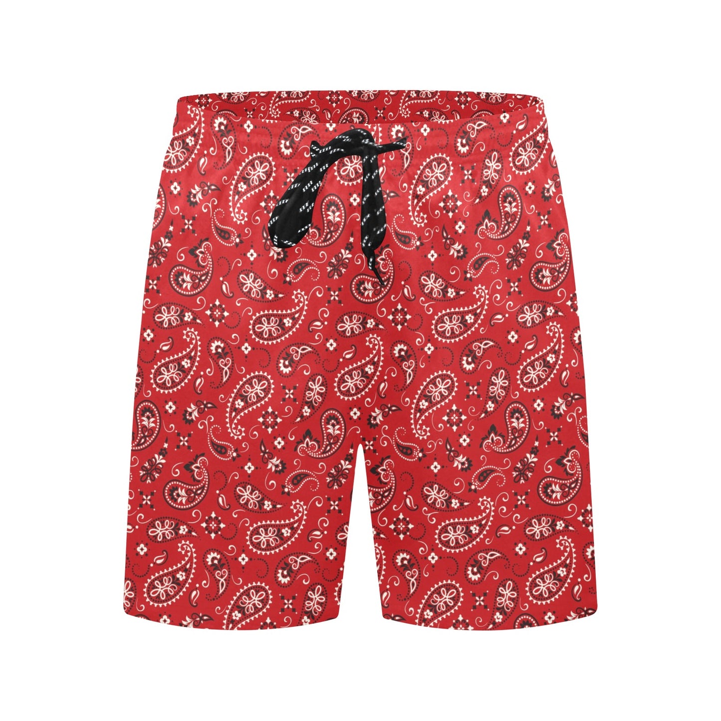 Bandana Paisley Red Print Design LKS3011 Men's Swim Trunks Beach Shorts
