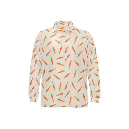 Carrot Pattern Print Design 07 Long Sleeve Polo Shirt For Men's