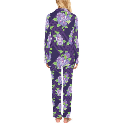 Morning Glory Pattern Print Design MG03 Women's Long Pajama Set