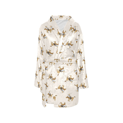 Cowboy Pattern Print Design 01 Women's Fleece Robe