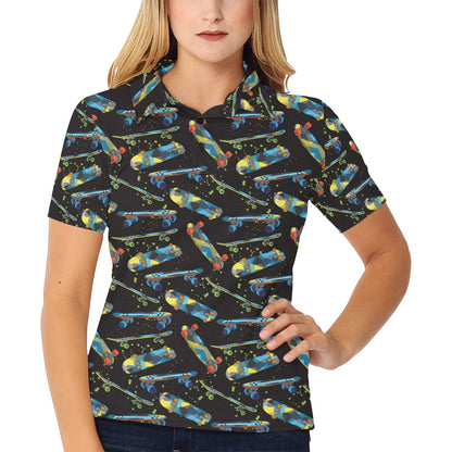 Skateboard Print Design LKS305 Women's Polo Shirt