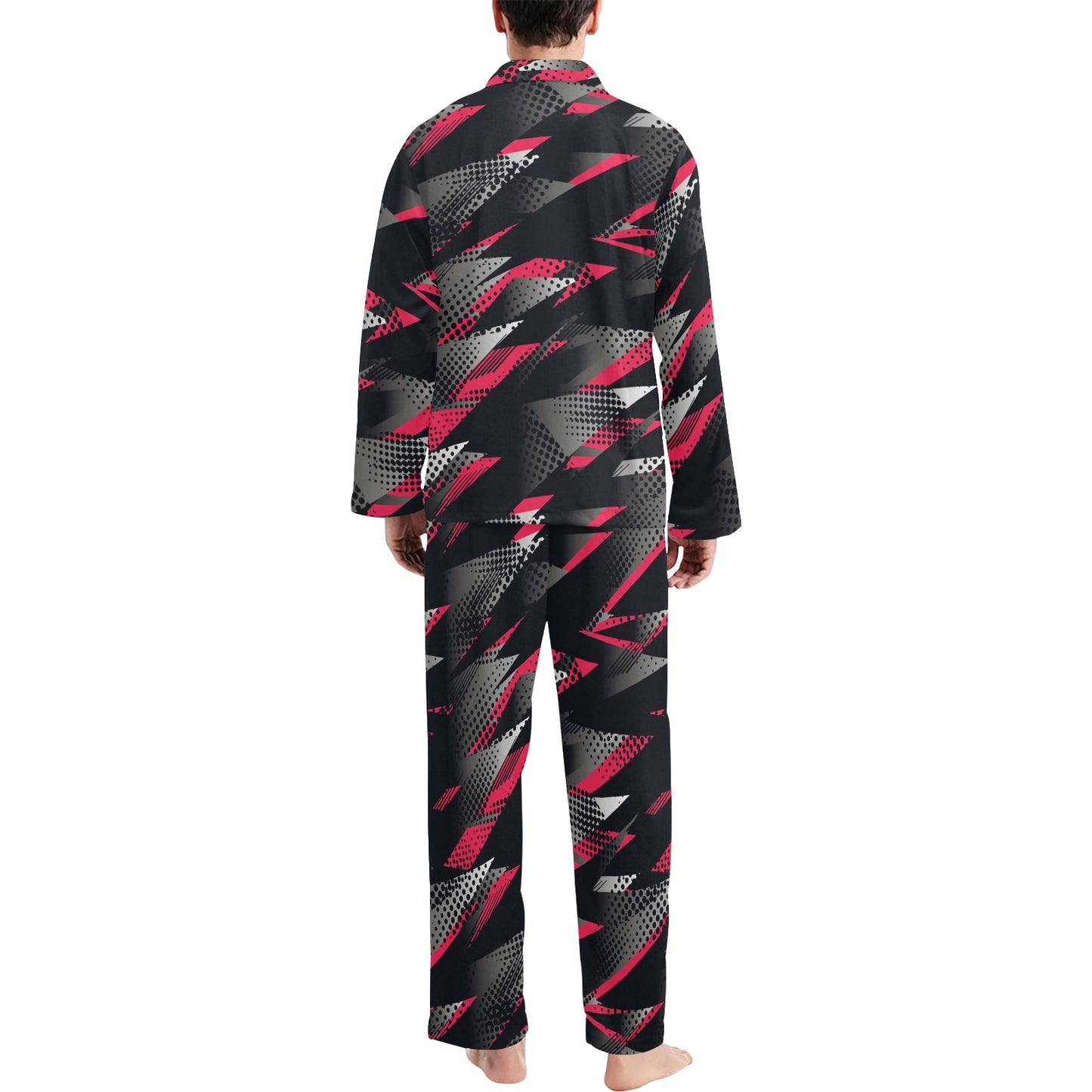 Racing Style Pattern Print Design A04 Men's Long Pajama Set
