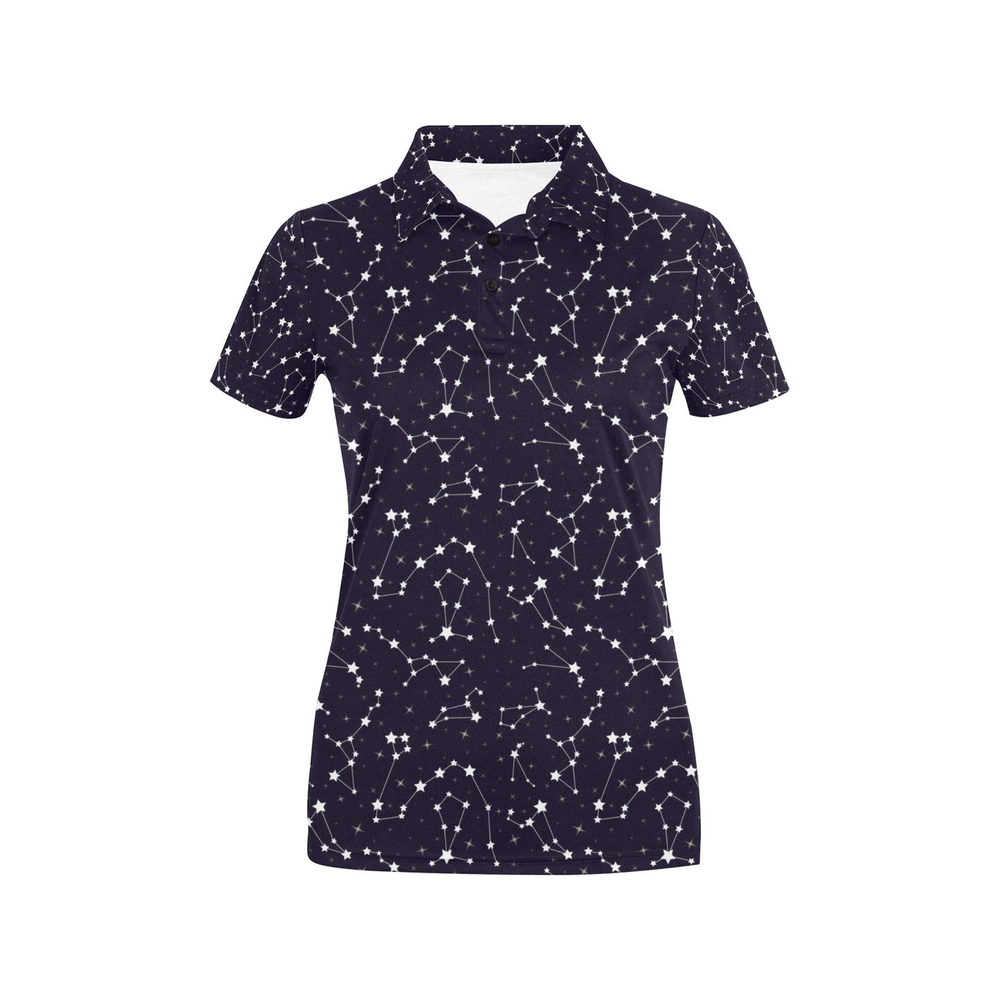 Zodiac Star Pattern Design Print Women's Polo Shirt