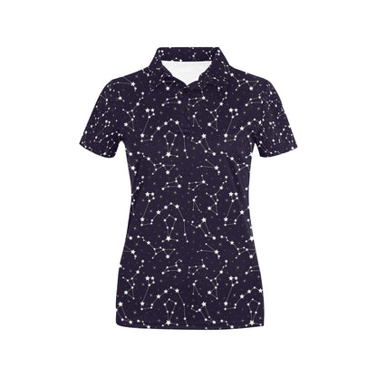 Zodiac Star Pattern Design Print Women's Polo Shirt
