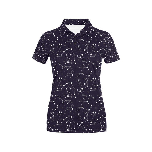 Zodiac Star Pattern Design Print Women's Polo Shirt