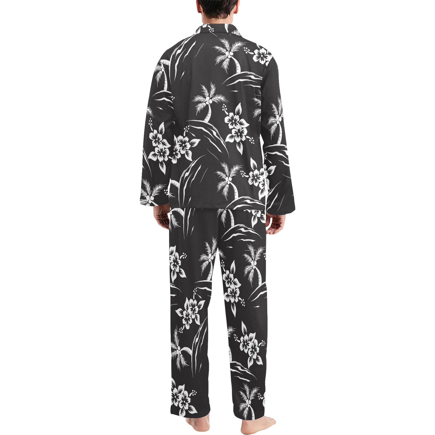 Palm Tree Pattern Print Design PT02 Men's Long Pajama Set