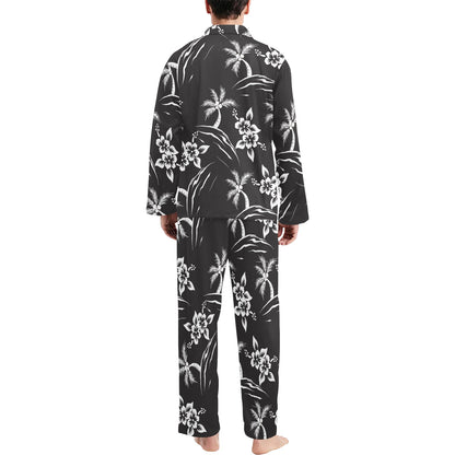 Palm Tree Pattern Print Design PT02 Men's Long Pajama Set