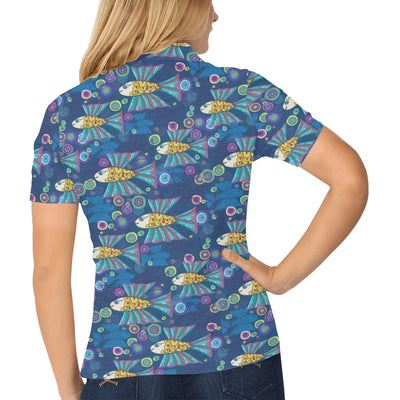 Flying Fish Pattern Print Design 01 Women's Polo Shirt