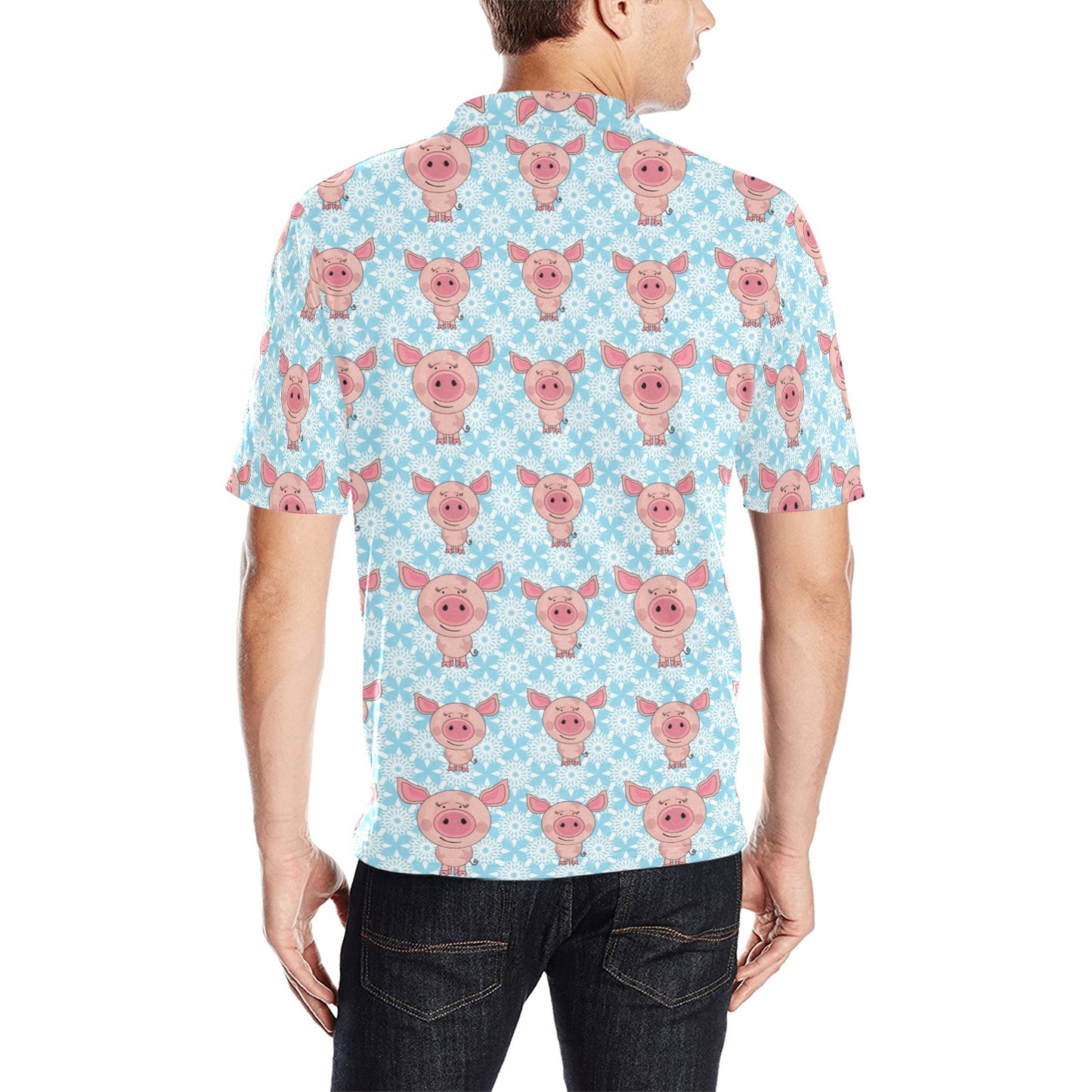 Pig Print Design LKS402 Men Polo Shirt
