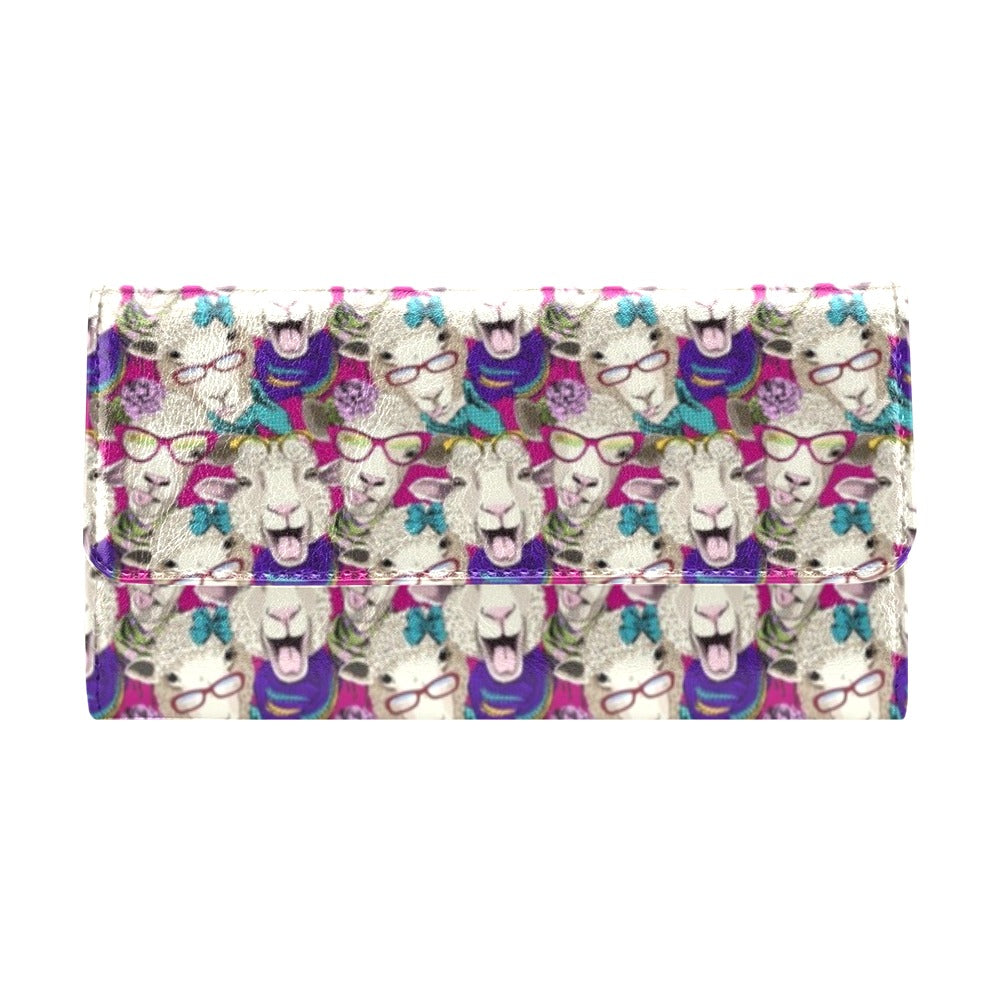 Sheep Print Design LKS403 Women's Trifold Wallet