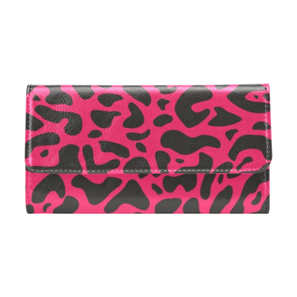 Cheetah Pink Print Pattern Women's Trifold Wallet